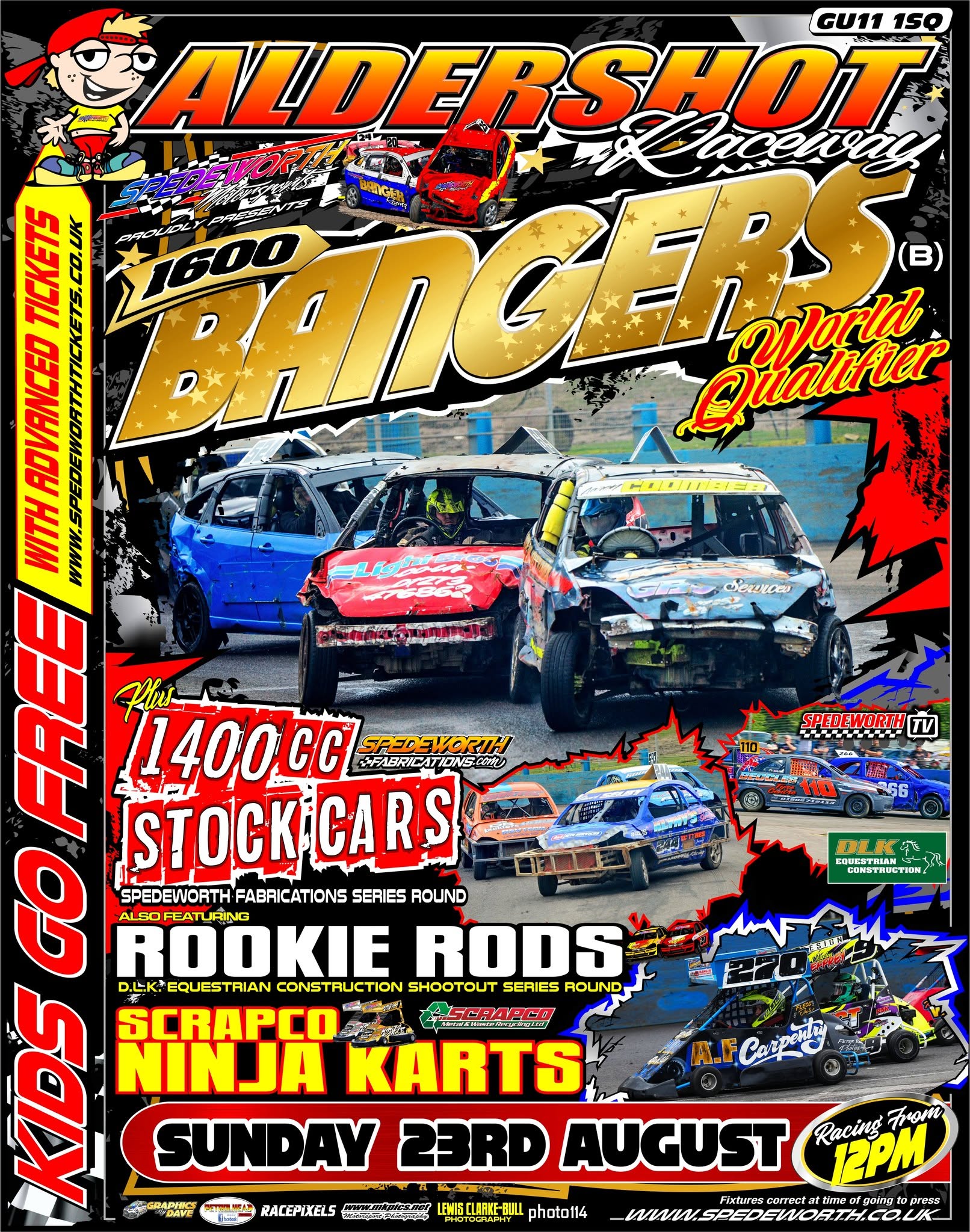 Aldershot 23rd August 2026 1600 Bangers 1400 Stock Cars